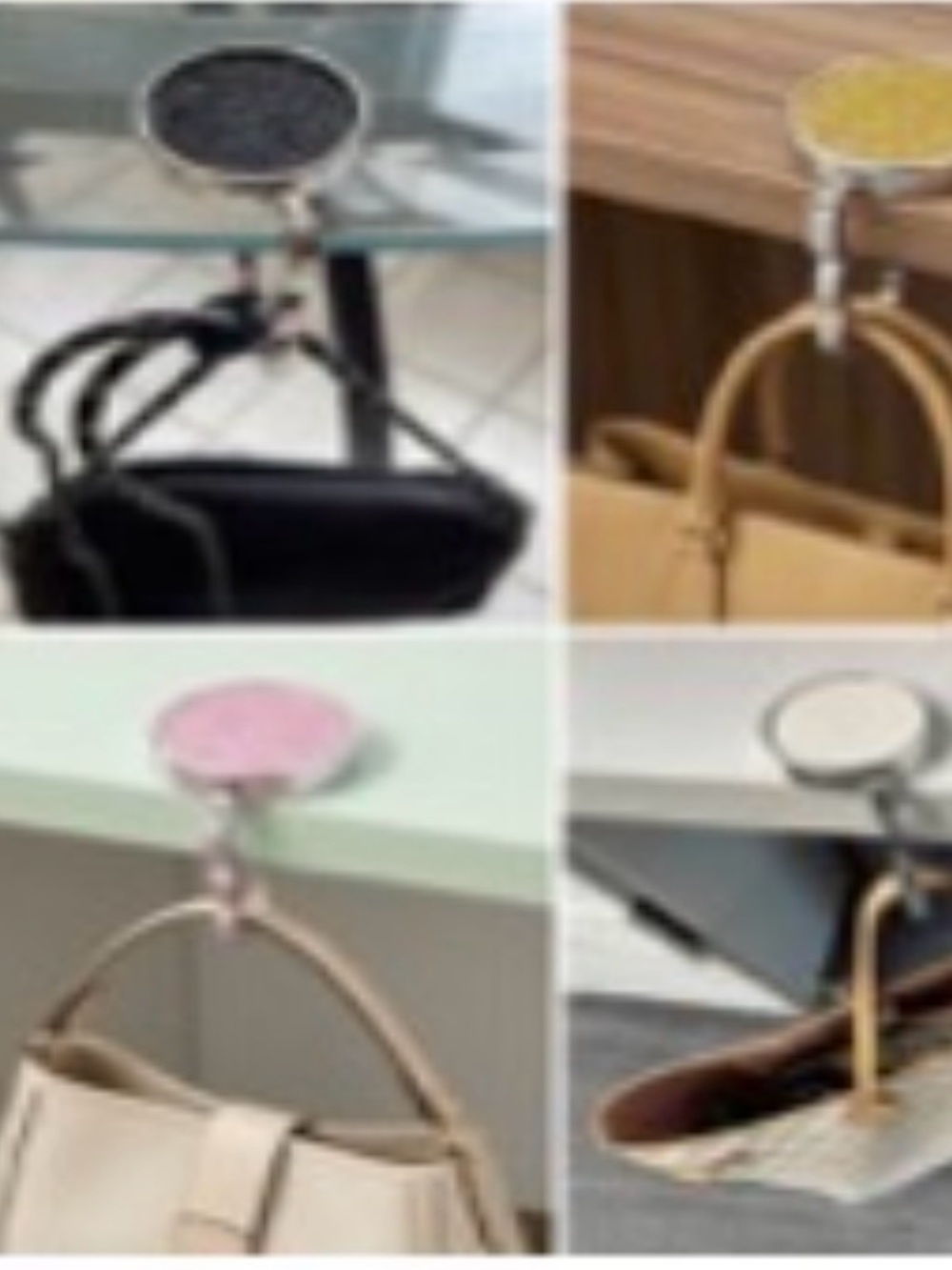 Women’s Purse Hooks in Black, Red, Pink, and White